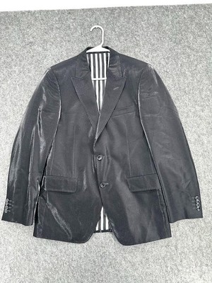 Versace Collection Blazer Black Shiny Wool Italy Luxury Jacket Mens EU 50