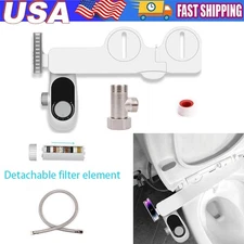 Bidet Fresh Water Spray Kit Non Electric Toilet Seat Attachment with Dual Nozzle