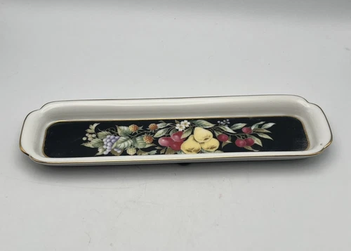 Neiman Marcus Porcelain Floral/Fruit Trinket Tray.Pencils,Glasses,Jewelry.Japan
