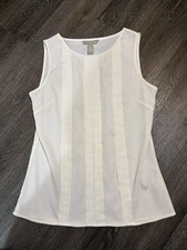 Banana Republic Xs White Sleeveless Blouse With Pleating Detail