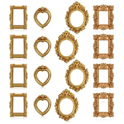 12 Pcs Small Gold Frames, Mini Picture Frames, Vintage Gold Mini Frame, Minia...