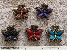 CLOSEOUT 5 NEW VINTAGE STYLE MINI METAL HAIR CLIP FLAT COMB /STONE BUTTERFLY