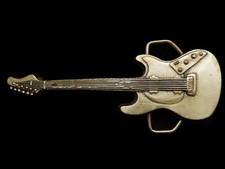 MF09144 VINTAGE 1978 CUT-OUT ELECTRIC GUITAR SOLID BRASS MUSIC BELT BUCKLE