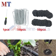 101 PK Galvanized Garden Stakes Landscape Staples With Gasket Washer Caps 6 Inch