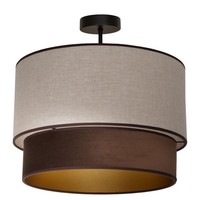 Deckenleuchte Stoff Grau-Beige Braun Gold Ø40 Cm E27 Pendelleuchte Wohnzimmer