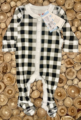 #ad NWT Snap 1 Pc Long Sleeve “ Skater” Play Sleepwear Cotton Black White 0 3 Mos $8.50