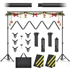 Backdrop Stand 10x7.5ft WxH , Heavy Duty Adjustable Photo Back Drop Stand kit...