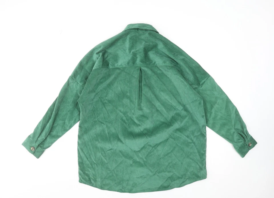 Camicia donna Stradivarius verde in velluto a coste con bottoni XS - Immagine 3 di 4