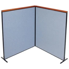 60-1/4"W x 73-1/2"H Deluxe Freestanding 2-Panel Corner Room Divider Blue