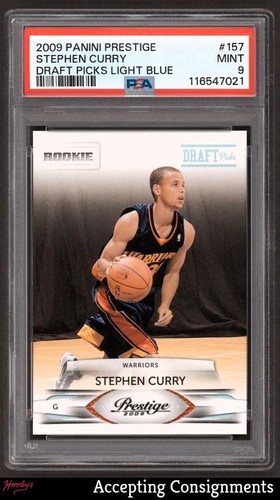 2009-10 Panini Prestige Draft Light Blue #157 Stephen Curry RC Rookie /999 PSA 9