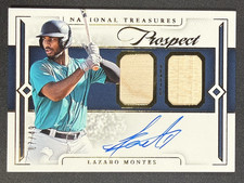 2024 National Treasures Lazaro Montes Gold Holo Dual Relic Auto #7/49 Mariners