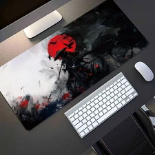 40*90cm1pc2-in-1 XLXXL Samurai Sword & Red SunMoon Ninja Design Desk Mat - Non-S
