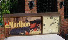 Philip Morris USA Vintage Marlboro Man Lighted Wall Clock 26"x10"