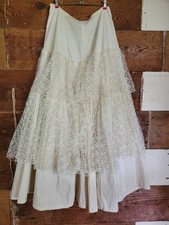 Vintage Tiered Cotton Muslin Lace Tulle Slip Skirt