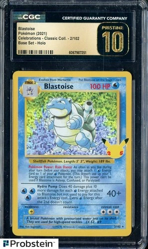 2021 Pokemon Celebrations Classic 2/102 Blastoise Base Set Holo CGC 10 PRISTINE