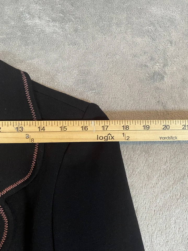 Bebe Blazer Mujer 10 Negro Rosa Borde Botón Chaqueta Hecha en EE. UU. Forrada Oficina Carrera Foto 2 de 4