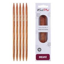 Dreamz Double Pointed Knitting Needles 375mm US 5 Birch Wood Eco-Friendly 5 Pack
