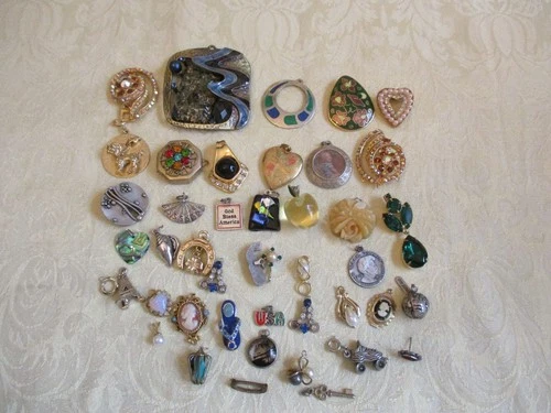 Jewelry Lot of 43 Costume/Wearable Vintage to Modern Pendants and Charms