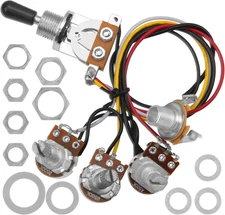 1Pcs  Electric Guitar Wiring Harness Kit 2 Volume 1 Tone 3 Way Switch, Prewired 