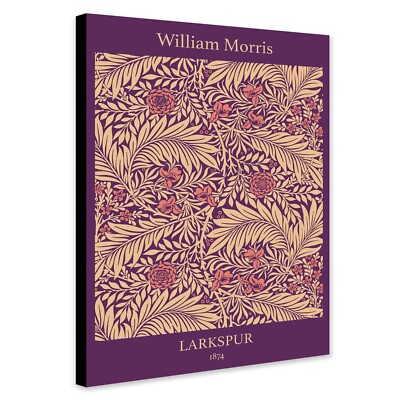 Larkspur Muster in Lila - William Morris - Leinwand Wandbild gerahmter Druck