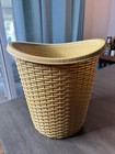 Vintage Mid Century Modern Fesco Golden Yellow Plastic Waste Basket # 7740 11"