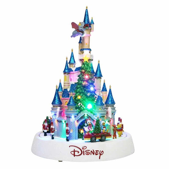 Disney Animated Christmas Holiday Castle Musical Figurine With 8