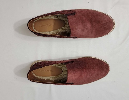 Bottega Veneta Men's Burgundy Suede Slip-on Intrecciato Espadrilles 42IT/9US - Picture 3 of 16