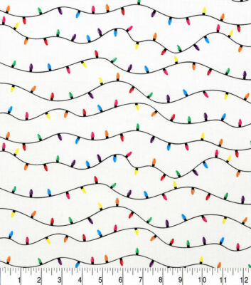 Fabric 100% Cotton Christmas Lights FQ HY BTY By the Yard Winter Tree Holiday