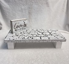 Hand Crafted Tabletop Wood Display Riser White And Black 7 X 15 Inches