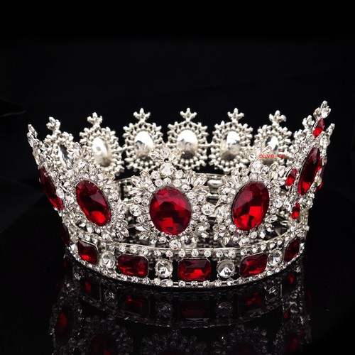 Corona rotonda 6,7"" grande cristallo oro regina regina regina ballo di nozze principessa - Foto 41 di 52