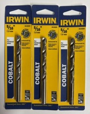  Lot of 3 Irwin 5/16" Cobalt Jobber 135  Split Point Drill Bit For Hard Steel