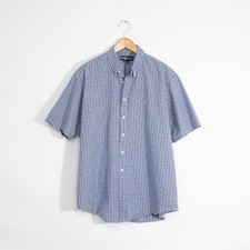 Vintage 90s Polo Ralph Lauren Gingham Button Up Shirt 2XL - Short Sleeve Blue