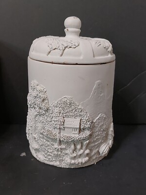 Resin Canister With Lid  Intricate Detailed 3D Countryside Scene Chickens Used