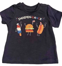 Dot & Zazz Patriotic Blue Tshirt 12-18m “Indepen-dance” Hotdog Fireworks July