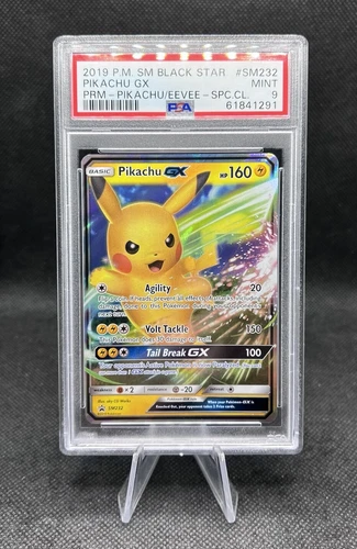 Pikachu GX #SM232 PSA 9 2019 Black  Star Promo Pikachu/Eevee Special Collection