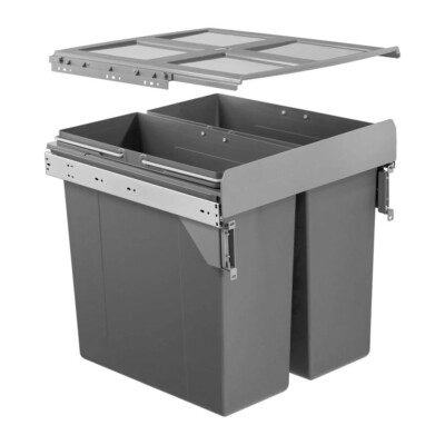 68 LITER KÜCHENABFALLEIMER 2 x 34 ltr Soft Close 500 mm Türbefestigung Abfalleimer