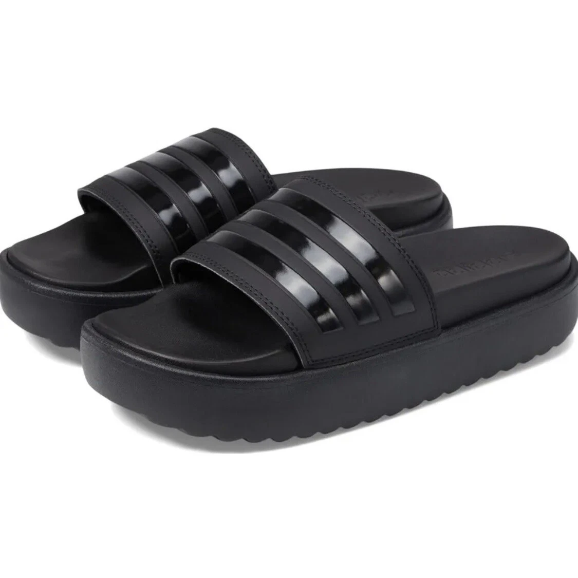 Adidas Donna Adilette Platform Sandalo Slides (HQ6179) Nero Taglia 9 NUOVO!