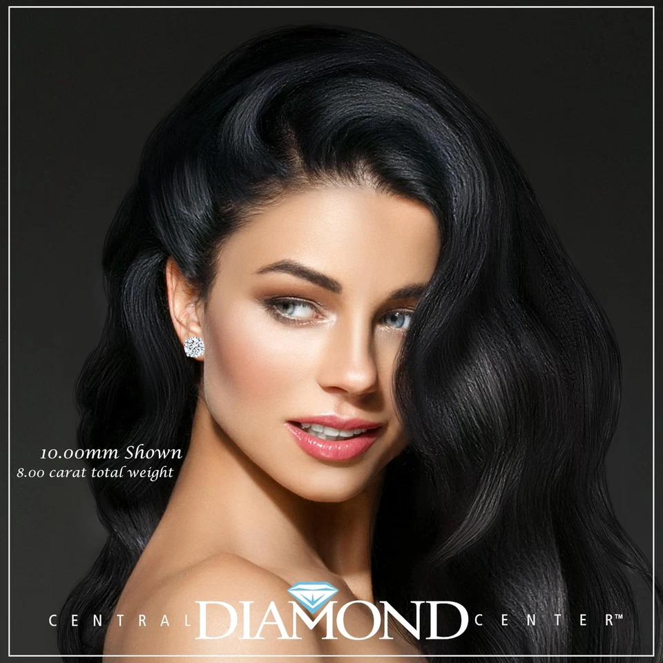 Серьги-гвоздики из стерлингового серебра 925 пробы с платиновым покрытием 8,00 TCW CZ - Изображение 4 из 4