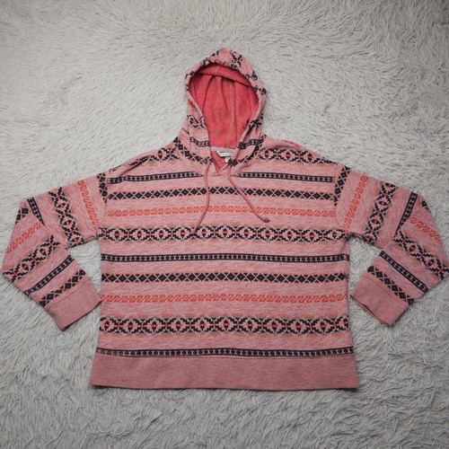 Womens Victoria's Secret Pink Geometric Multicolor Pullover Hoodie Sweatshirt L