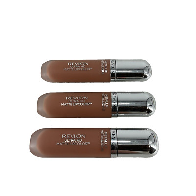 3 PACK Revlon Ultra HD Matte Metallic LipColor Gloss 715 HD GLOW Shade NWOB
