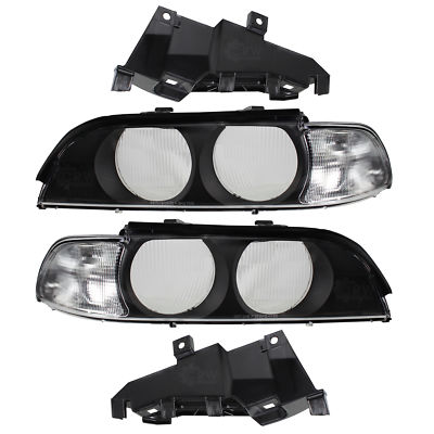 Scheinwerferglas Streuscheibe Set für BMW E39 Bj 95-00 inkl.Blinker weiß Halogen