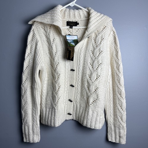 Icelandic Design Women’s Sweater Wool Silk Mohair Nylon Blend Size Med Cream NWT - Picture 3 of 10