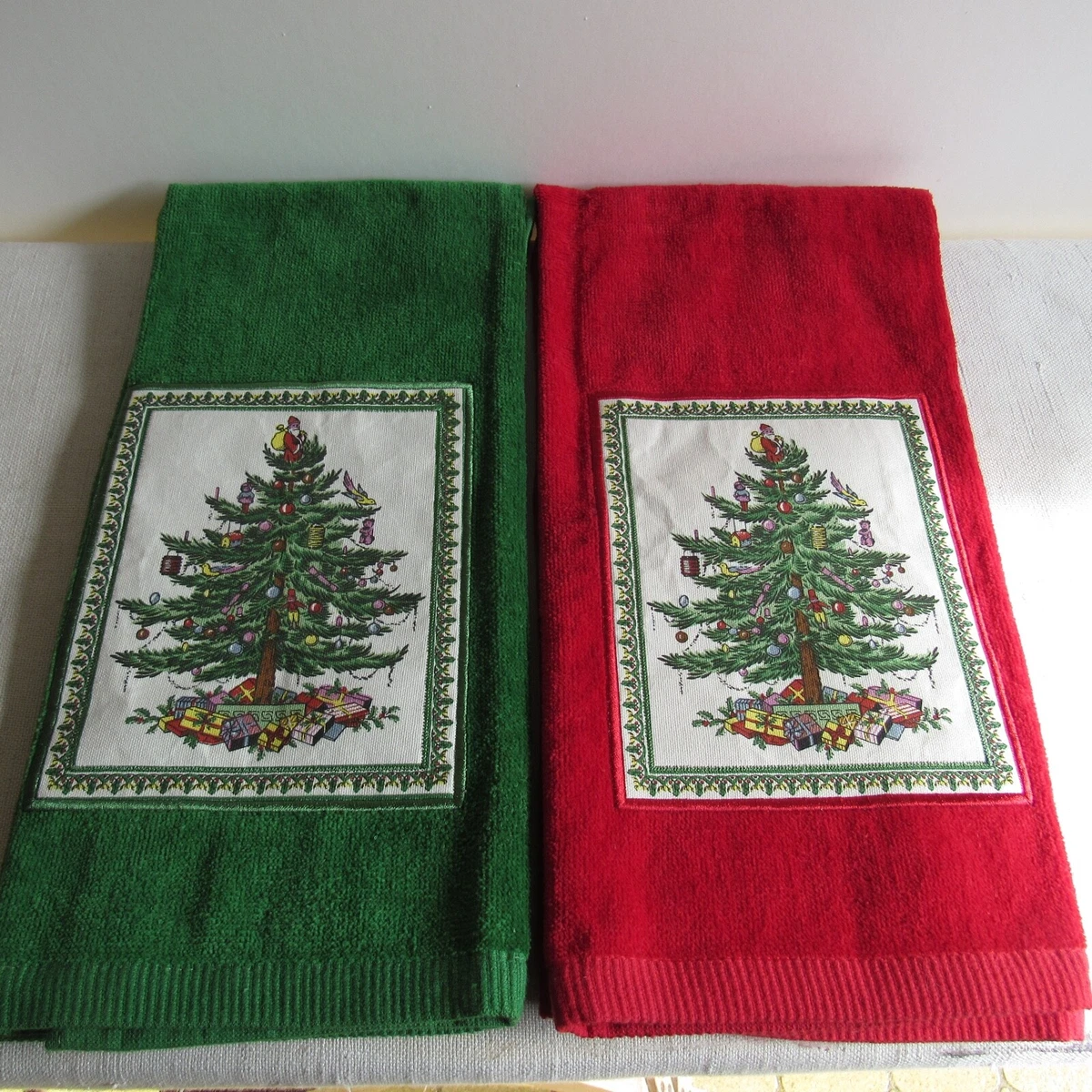 Green christmas hand towels clearance
