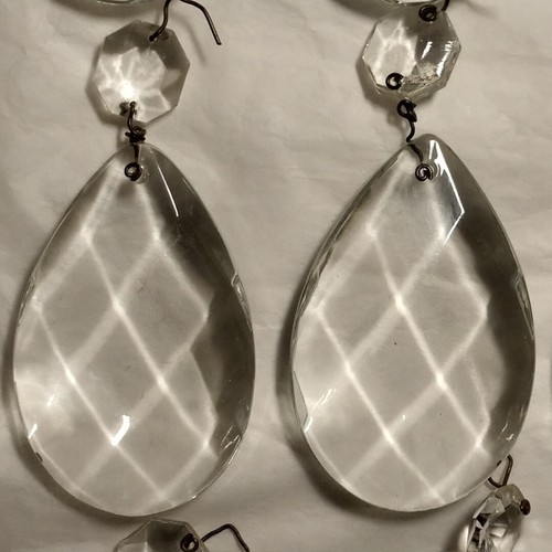 2 Inch Teardrop Crystal Glass Prism Diamond Facets .5 Inch Octagon Lot 4 ea - Picture 5 of 15