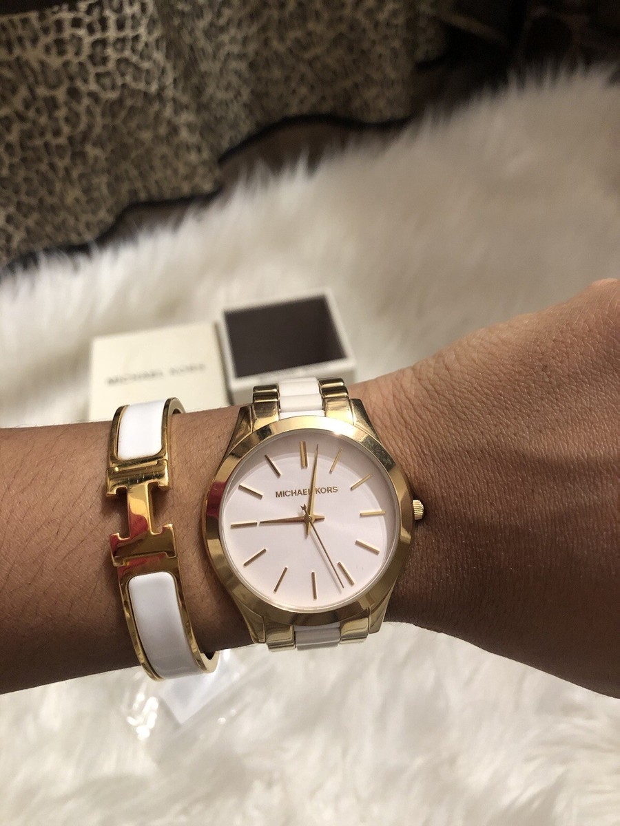 Michael Kors MK4295 Slim Runway White Dial Gold Tone  display picture 3