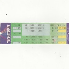 LORETTA LYNN & COAL MINERS Concert Ticket Stub STANHOPE NJ 8/3/86 WATERLOO Late