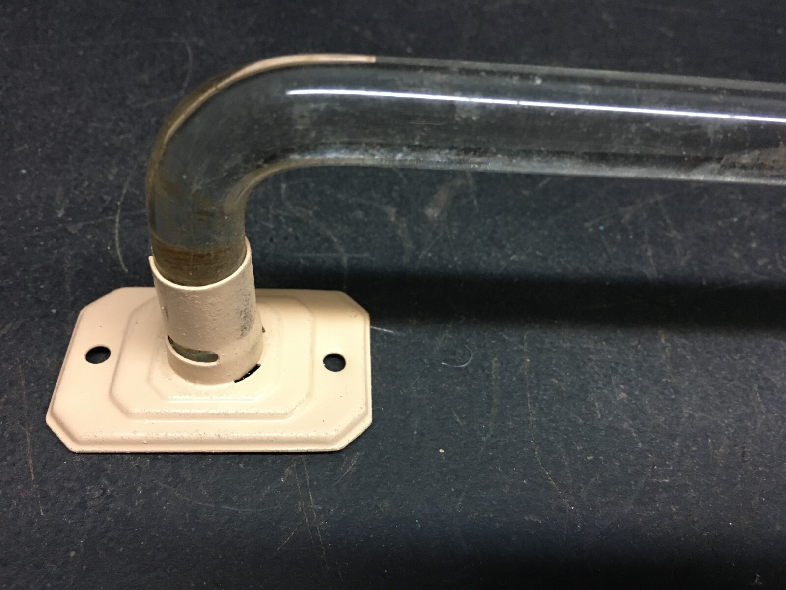1940s  Vintage 18" Bent Clear Glass Towel Bar Rack  Art Deco Kitchen Bath