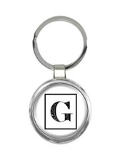 Monogram Letter G : Gift Round Keychain Name Initial Alphabet ABC