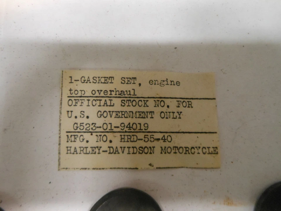 Juego de juntas de extremo superior Harley Davidson 55-40 WL WLA WLC cabeza plana 45 NOS Foto 2 de 3