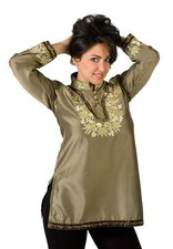 Henna Art silk Kurti / Tunic with thread embroidery and sequence work